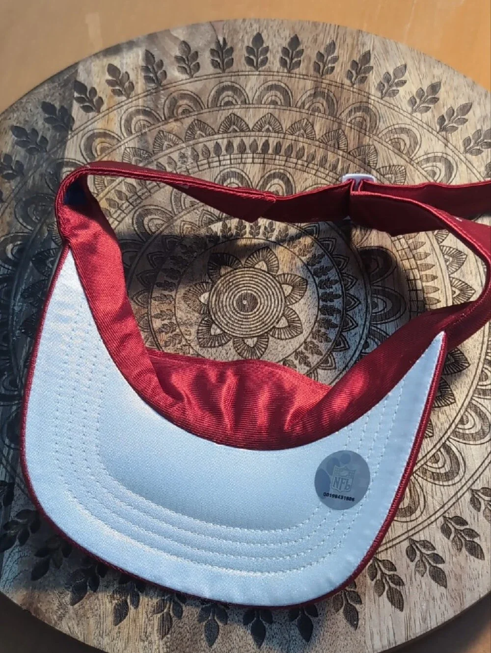 NFL Red Patriots Rhinestone Satin Embroidered Visor
